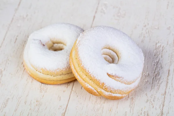 Zoete Smakelijke Donut Houten Achtergrond — Stockfoto