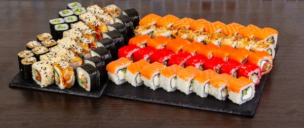 Gran Delicioso Conjunto Sushi Filadelfia California —  Fotos de Stock