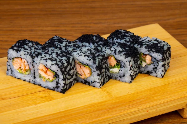 Deliziosi Involtini Sushi Con Caviale Nero — Foto Stock