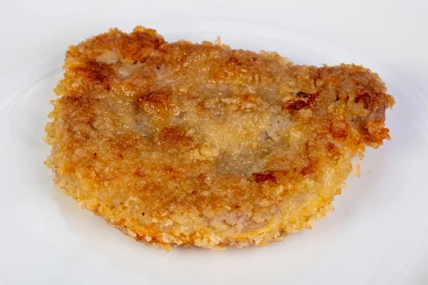 Kavrulmuş domuz şnitzel plaka