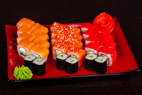 Japán Hagyományos Roll Sushi Szett — Stock Fotó