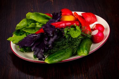 Taze sebze fesleğen ve dereotu ile