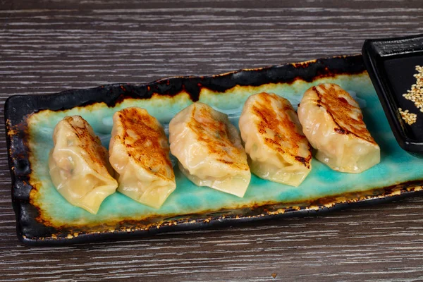 Lækker Gedza Dumplings Med Rejer - Stock-foto