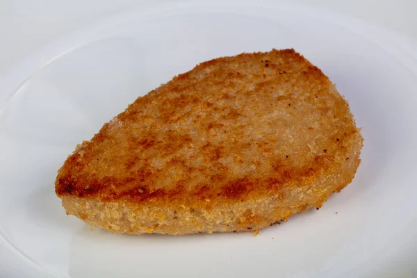 Gebratenes Fischschnitzel Teller — Stockfoto