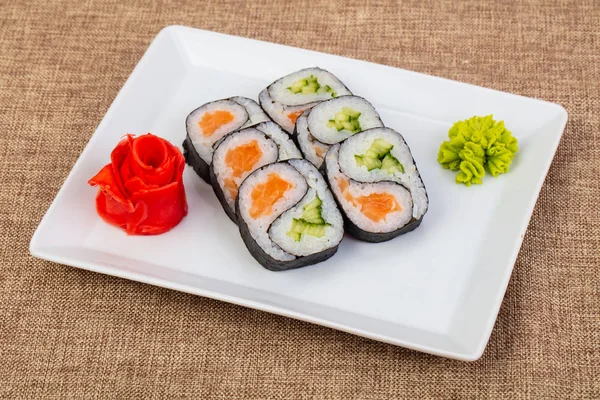 Japanese Cold Traditional Salmon Roll — Stock Photo, Image