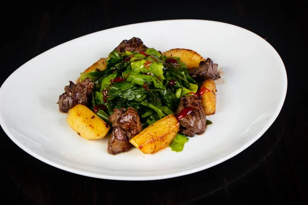 Salad Chicken Liver Potato — Stock Photo, Image