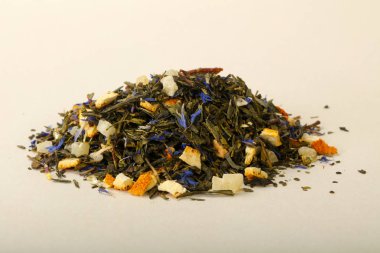 Aroma çay yığın meyve, meyveler ve otlar ile