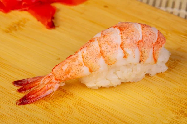 Heerlijke Garnalen Sushi Met Gember — Stockfoto