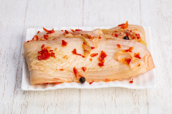 Leckerer Teller Mit Gewürzten Kimchi — Stockfoto