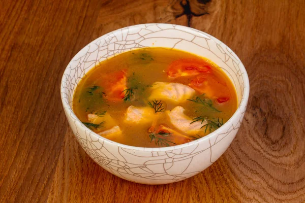 Рыбный Суп Лососем Помидорами — стоковое фото
