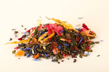 Aroma çay yığın meyve, meyveler ve otlar ile