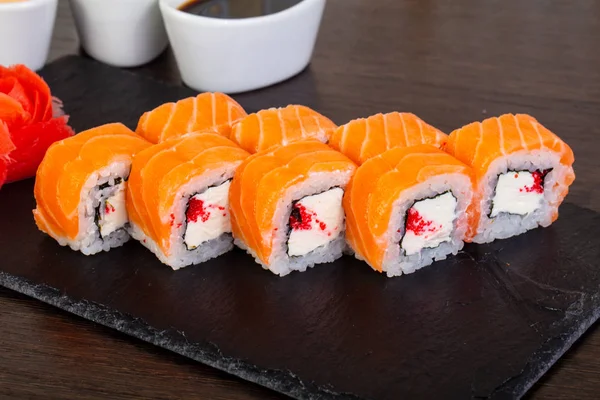 Ízletes Philadelphia Kaviár Sajt Roll — Stock Fotó