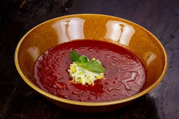 Sopa Tomate Espanhol Frio Gazpacho — Fotografia de Stock