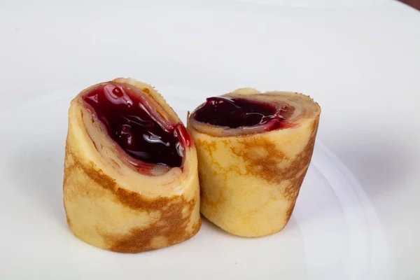 Stuffed Pancake Cherry Jam — Stock Photo, Image