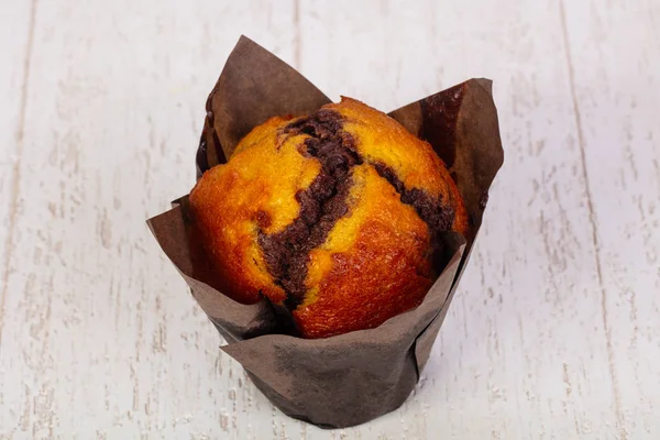 Sladké Chutné Muffin Čokoládou — Stock fotografie