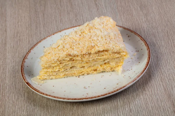 Geschichteter Napoleonkuchen Teller — Stockfoto