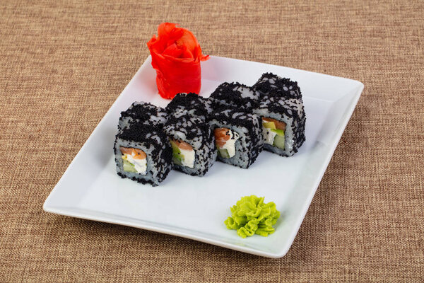 Roll with salmon and cucumber