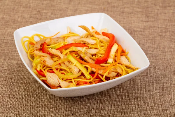 Wok Noodle Pork Vegetables Spices — Stock Photo, Image