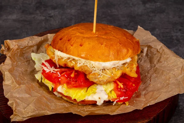Burger Con Pollo Pomodori — Foto Stock