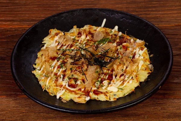 Pizza Japonesa Con Mariscos Pescado — Foto de Stock