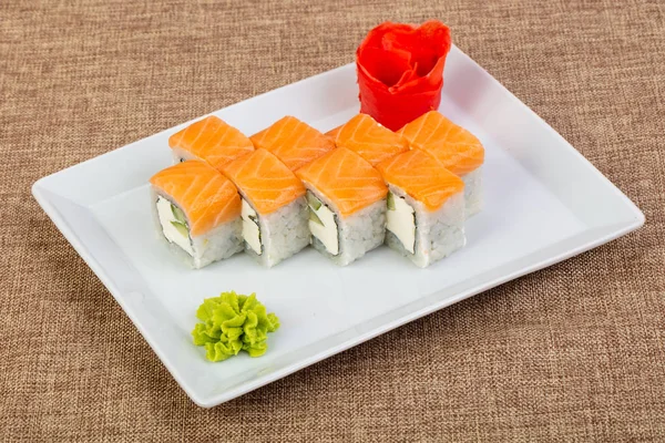 Rollo Con Salmón Queso Blando — Foto de Stock