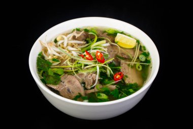 Vietnamese cuisine Pho Bo soup with beef clipart
