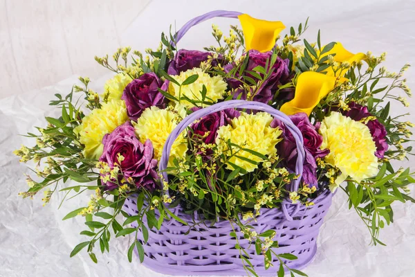 Buquê Romance Com Várias Flores — Fotografia de Stock