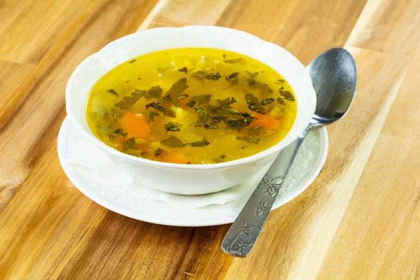 Light minestrone soup with vegetables — Stock Image Light Minestrone Soup Vegetables Stock Photo