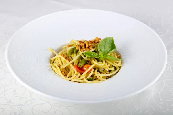 Vegetarian Pasta Green Beans — Stock Photo, Image