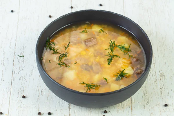 Pea soup with beef and dill — Stock Image Pea Soup Beef Dill Royalty Free Stock Photos