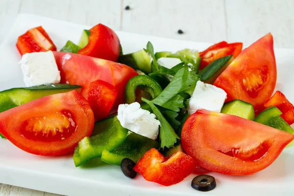 Ensalada Tradicional Griega Con Queso Feta —  Fotos de Stock