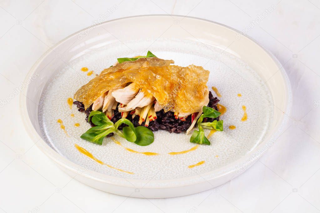 Guinea fowl with wild rice