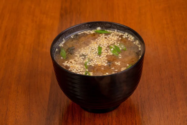 Sopa Miso Japonesa Com Sementes Gergelim — Fotografia de Stock