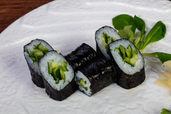 Japanese Roll Cucumber Served Ginger — Stock Photo, Image