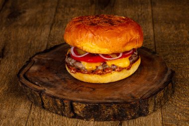 Sulu lezzetli burger beef ve peynir