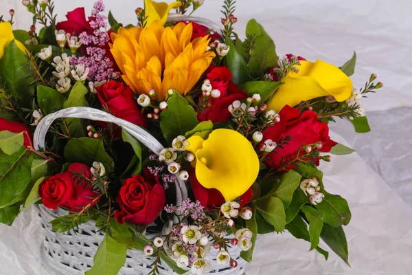 Romaanse Boeket Met Verschillende Bloem — Stockfoto