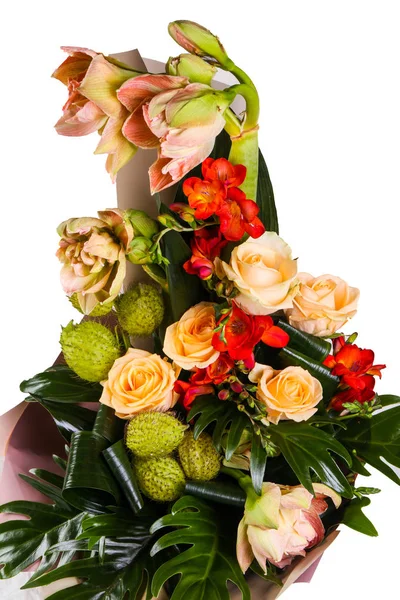 Fresh Roses Bouquet Other Flowers — Stock Photo, Image