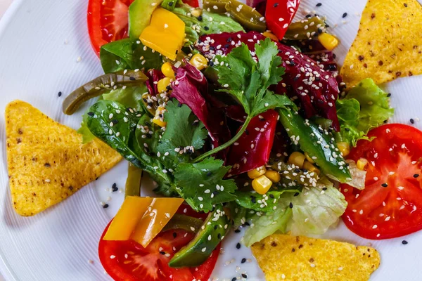 Salade Légumes Avec Avocat Maïs — Photo