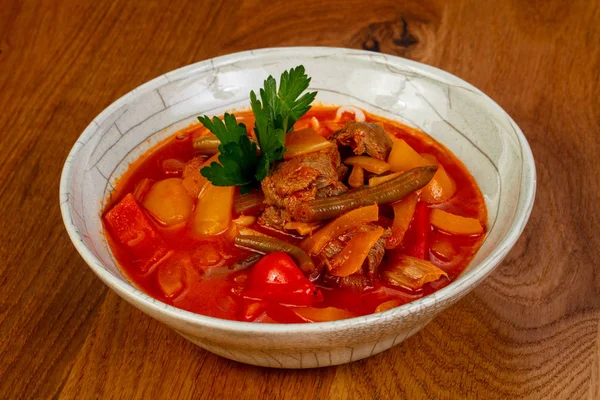 Traditional lagman soup with lamb — Stock Image Traditional Lagman Soup Lamb Stock Photo
