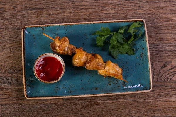 Brocheta Pollo Con Salsa Perejil — Foto de Stock