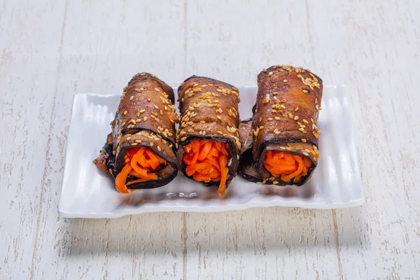 Tasty Fried Zucchini Roll Korean Carrot — Stock Photo, Image