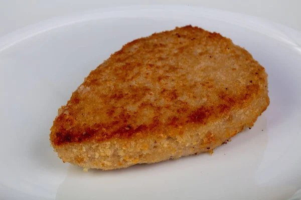 Escalope Poisson Rôti Dans Assiette — Photo