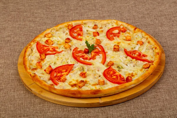 Pizza Caesar Chicken Tomatoes — Stock Photo, Image