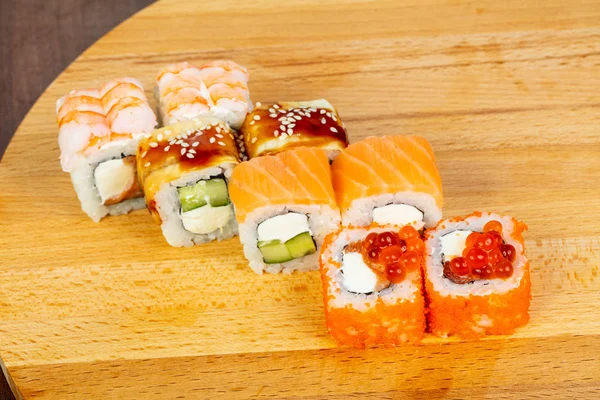 Japan Roll Set Salmon Eel Prawn — Stock Photo, Image