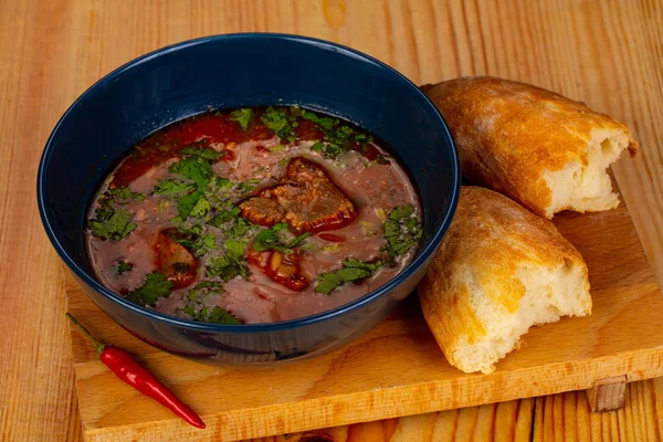 Caucasian Kharcho soup with meat — Stock Image Caucasian Kharcho Soup Meat Royalty Free Stock Images