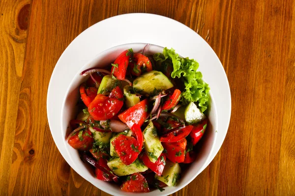 Salada Verduras Tomate Pepino Pimentão — Fotografia de Stock