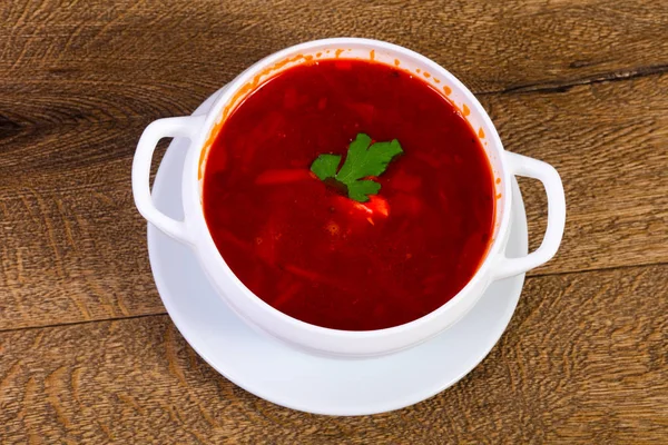 Russian Cabbage Soup Borsht Beef — Stock Photo, Image