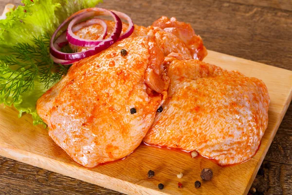 Raw Marinated Chicken Thighs Grill Bbq — Stock Photo, Image