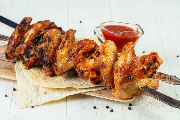Grilled Chicken Wings Bbq Sauce — Stock Photo, Image