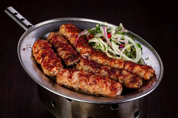 Grilované Maso Kebab Cibulí — Stock fotografie